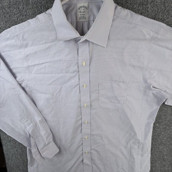 Brooks Brothers Orange Blue Check Non Iron Button Up Long Sleeve 17 34 Regent - Picture 2 of 13